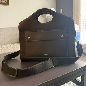 Burberry Topstitched Leather Pocket Bag/ Burberry Briefcase (Women and Men)